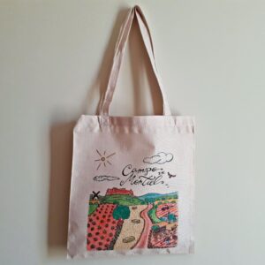 Bolsa tote bag con una ilustración artesanal dedicada al Campo de Montiel