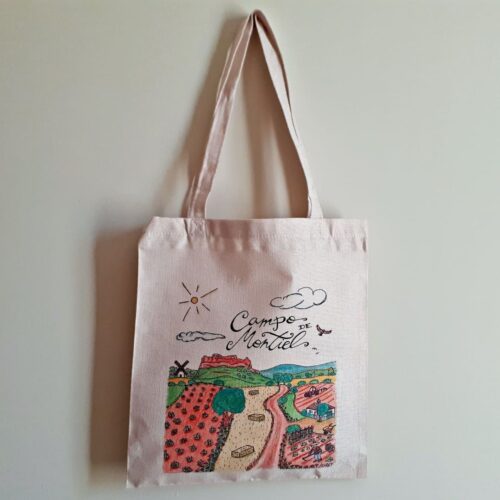 Bolsa tote bag con una ilustración artesanal dedicada al Campo de Montiel