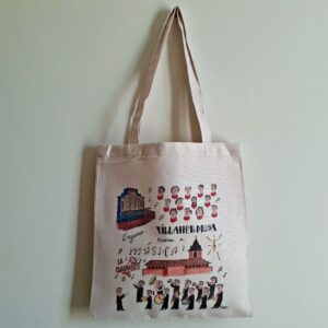 Bolsa tote bag con una ilustración artesanal dedicada a la música de Villahermosa