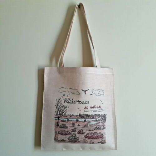 Bolsa tote bag con una ilustración artesanal dedicada al entorno natural de Villahermosa