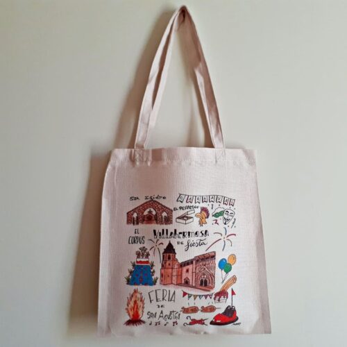 Bolsa tote bag con una ilustración artesanal dedicada a las fiestas de Villahermosa