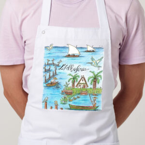 Delantal con un diseño artesanal dedicado a La Albufera de Valencia.