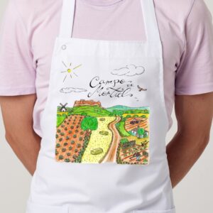 Delantal con un diseño artesanal dedicado al Campo de Montiel