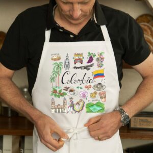Delantal con un diseño artesanal dedicado a Colombia.