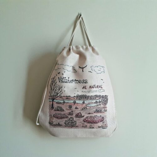 Mochila con una ilustración artesanal dedicada al entorno natural de Villahermosa