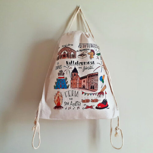 Mochila con una ilustración artesanal dedicada a las fiestas de Villahermosa