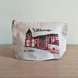 Neceser o portatodo con un diseño artesanal dedicado a la Iglesia de Villahermosa.
