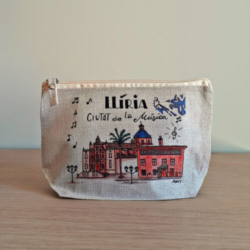 Neceser o portatodo con un diseño artesanal dedicado a Lliria.