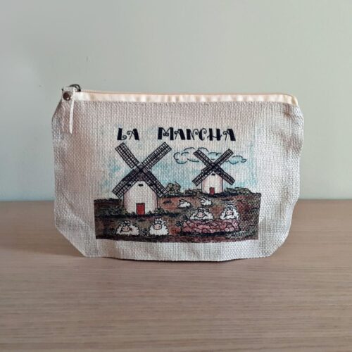 Neceser o portatodo con un diseño artesanal dedicado a los molinos de La Mancha