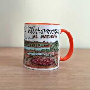 Taza de cerámica de colores con una ilustración artesanal dedicada al entorno natural de Villahermosa