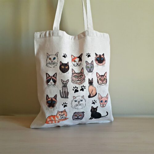bolsa personalizada gatos mesa estirada
