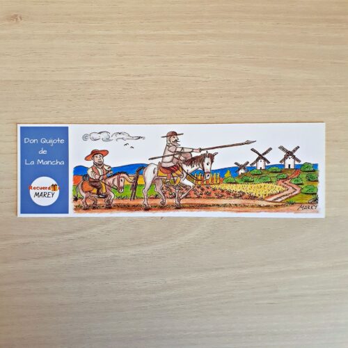 Marcapáginas con un diseño artesanal dedicado a Don Quijote de La Mancha