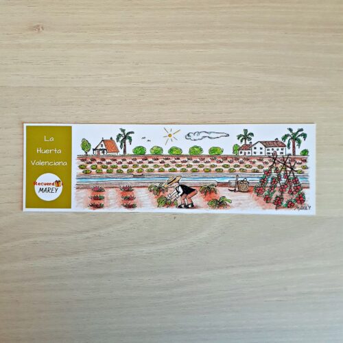 Marcapáginas con un diseño artesanal dedicado a la huerta valenciana