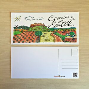 Postal con un diseño artesanal dedicado al Campo de Montiel