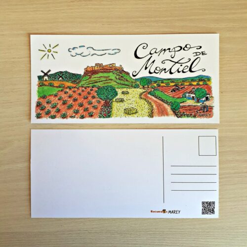 Postal con un diseño artesanal dedicado al Campo de Montiel