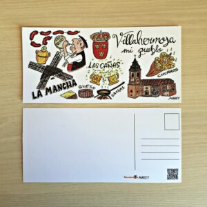Postal con un diseño artesanal dedicado a Villahermosa